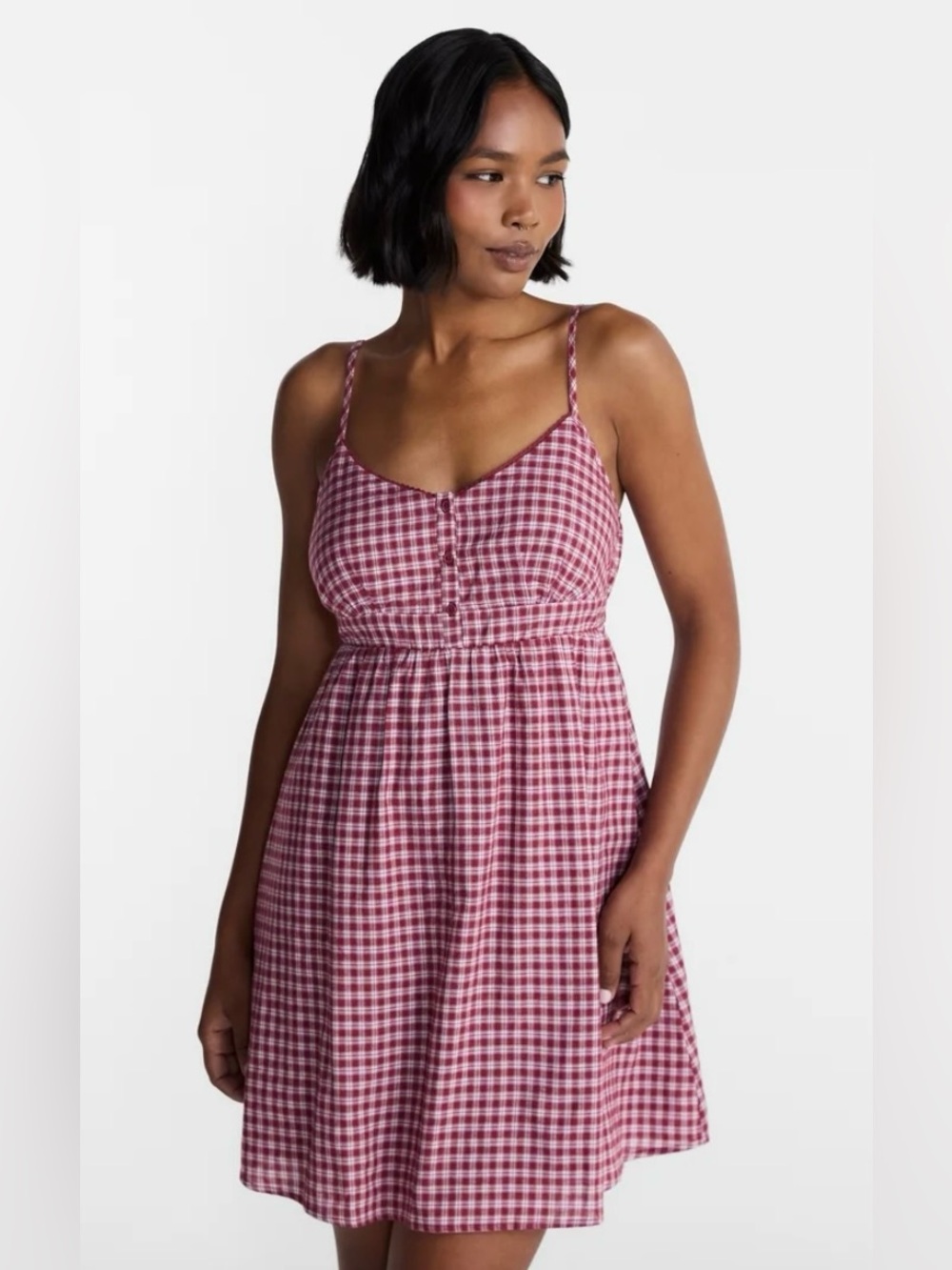 NWT No Boundaries Pink Gingham Spaghetti-Strap Chemise